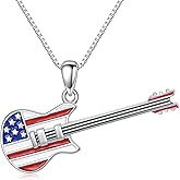 VONALA Guitar Pick Necklace Sterling Silver Guitar Plectrum Pendant Necklaces Jewelry Musical Guitarist Gifts for Women Men