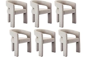 RIVOVA Modern Barrel Dining Chairs Set of 6, PU Leather Upholstered Accent Side Chair with Arms Comfy Makeup Vanity Chairs, Dining Living Room Kitchen Chairs, Grey