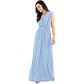 KOH KOH Womens Long Dolman Sleeve Wrap V-Neck Maternity Bridesmaid Maxi Dress