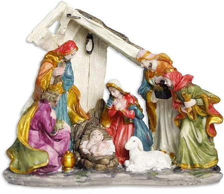 Immagini Natalizie Nativita.Vetrineinrete Presepe In Poliresina Per Natale Capanna Con Nativita Re Magi Pastori Statue Statuine Decorazioni Natalizie 76678 F10 Amazon It Casa E Cucina
