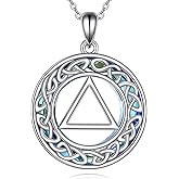 VONALA AA Necklace for Women Sterling Silver AA Recovery Crystal Necklace Sobriety Jewelry Gift for Celebrate Alcoholics Anonymous