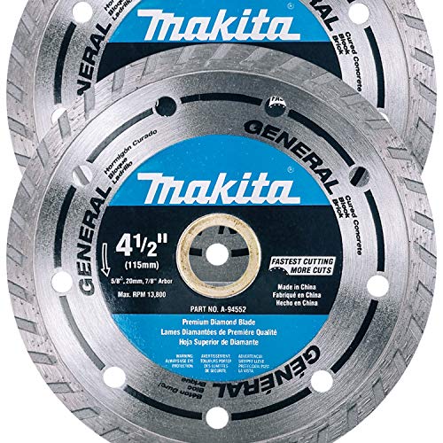 Makita 2 Pack - 4.5" Turbo Diamond Blades For Grinders & Circular Saws - Ultra-Fast Cutting For Concrete, Masonry & Brick - 5/8", 20mm & 7/8" Arbors