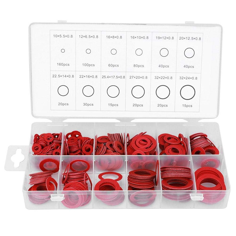 Hililand Red Vulcanized Fiber Gasket Red Steel Paper 600pcs Sorting Kit Round Insulation Paper