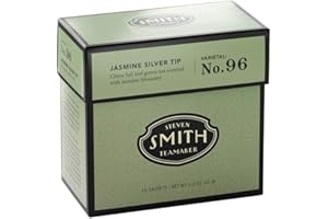 STEVEN SMITH TEAMAKER Smith Teamaker | Jasmine Silver Tip No. 96 | Caffeinated Green Tea with Jasmine Blossoms | Scented Full Leaf Green Tea (15 Sachets, 1.3oz each)