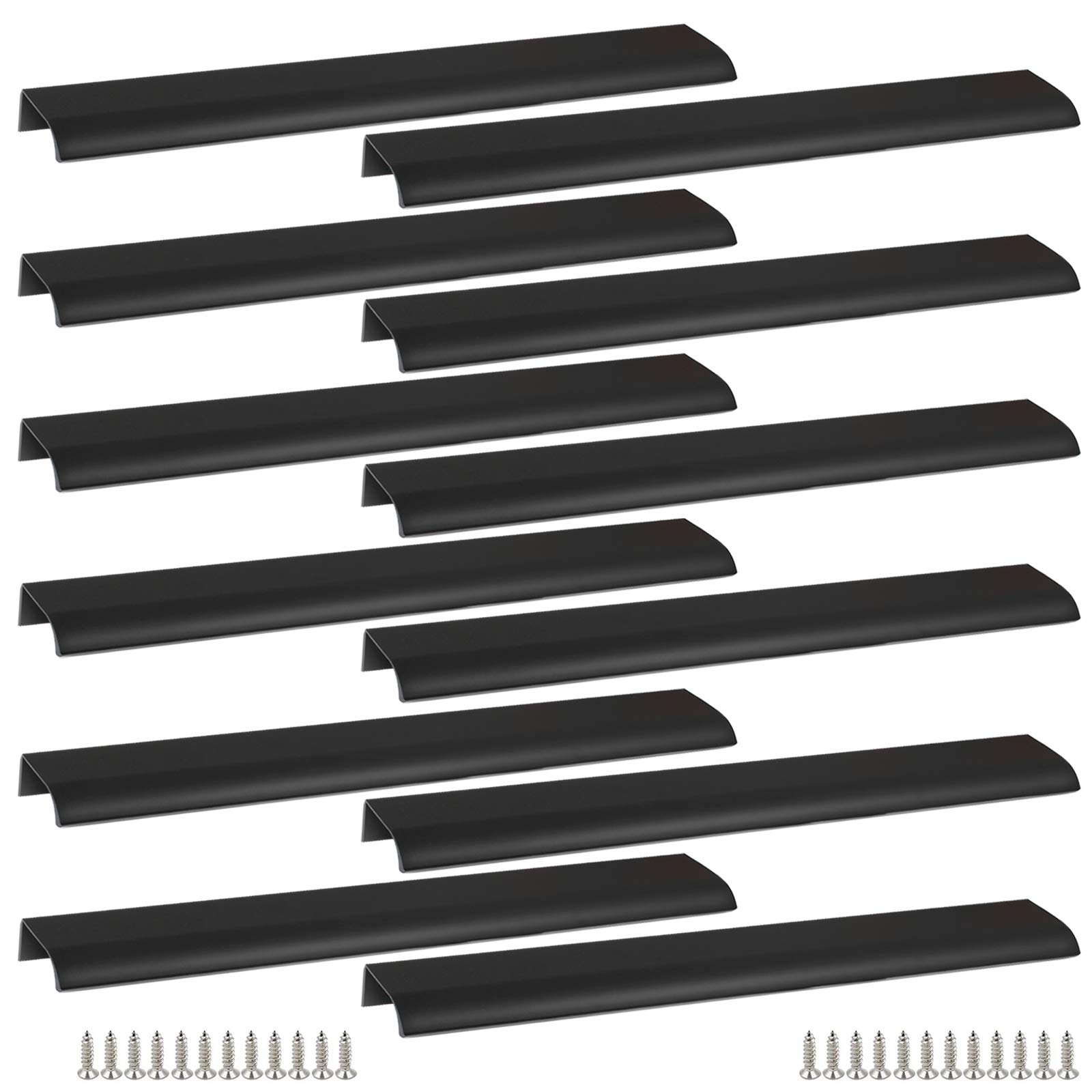 Photo 1 of Qjaiune Black Back Mount Finger Edge Pull 300mm/11.8", Aluminum Hidden Handle Concealed Tab Pulls for Home Kitchen Living Room Door Drawer Cabinet (12Pcs)