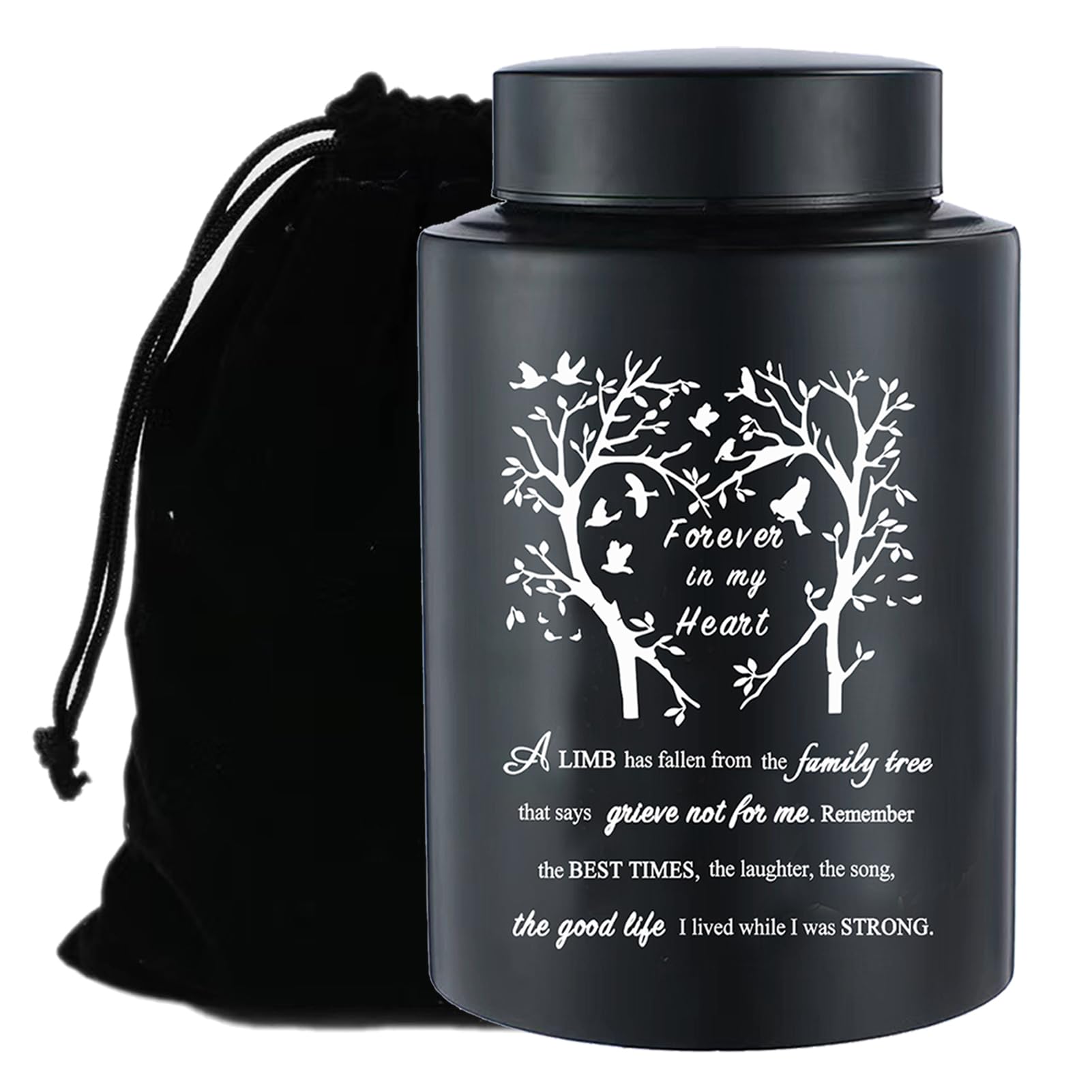 Stainless Black Large Urn for Human Ashes - Adult Keepsake Memorial Ashes Container Up to 220Ibs