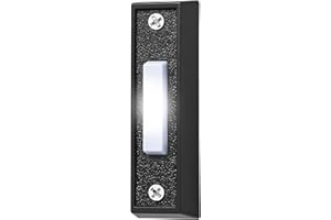 AUGHOA Lighted Doorbell Button, Wall Mounted Doorbell Switch with LED Light, Wired Door Bell Push Buttons for Garage Door Opener, Transformer, Ringers, Buzzers (Black)