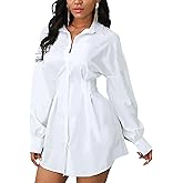 Women's Shirt Dresses Button Down Colorful Blouses Long Sleeve Floral Print Tops Loose Collar Sexy T-Shirts