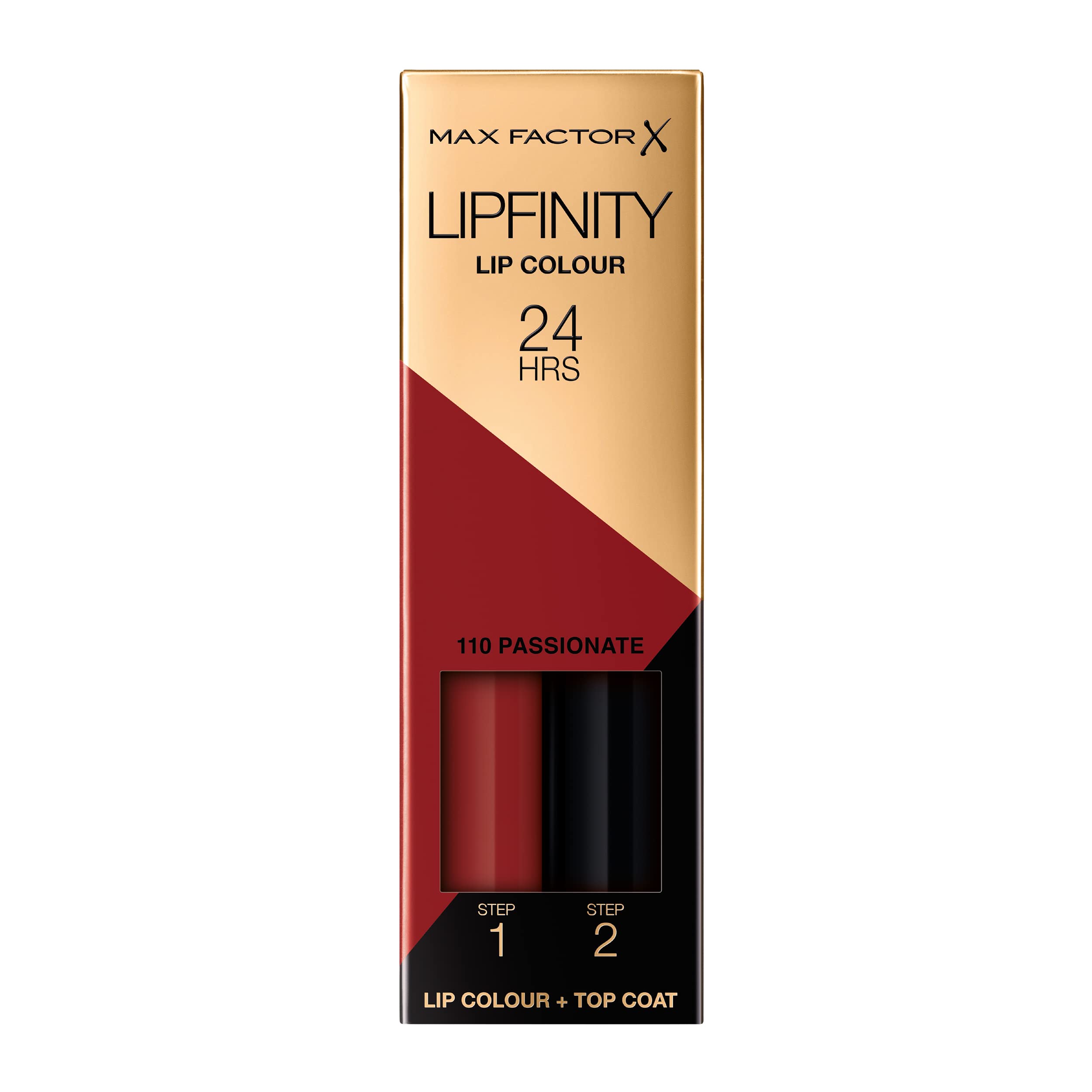 Max Factor Lipfinity Passionate, Long-Lasting, Two Step Lipstick, Vibrant Colour, Hydrating, Lasts 24 Hrs, Matte Lip Colour With Glossy Top Coat, 4.2g