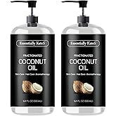 Essentially KateS Fractionated Coconut Oil 33.8 Fl Oz (2 x 16 Fl Oz) - Pack of 2 - Body Oil, Massage Oil, Hair Oil, Carrier Oil for Essential Oils - No Scent