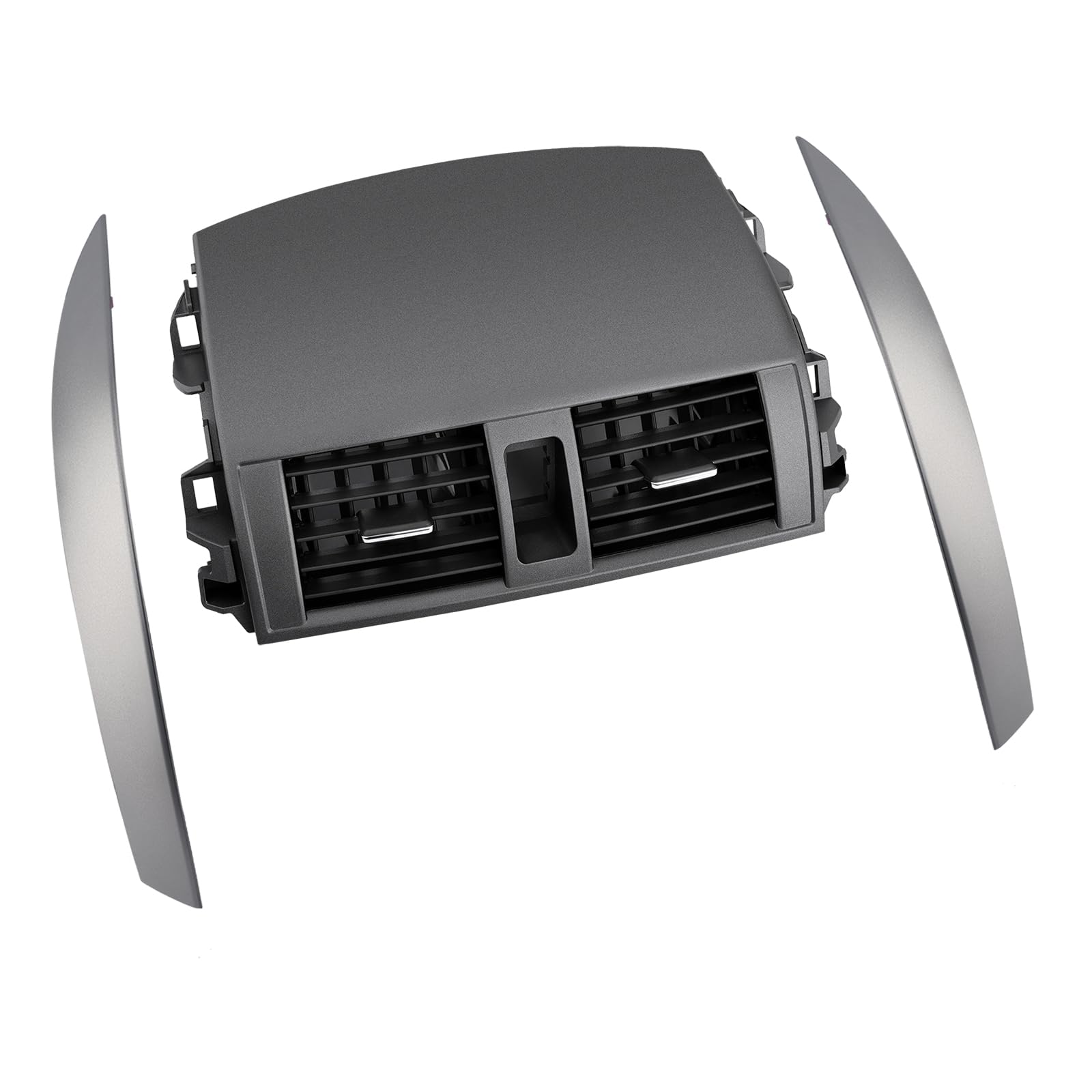 Photo 1 of Center A/C Dash Air Vent & Cover Strips Trim Left+Right Pair (Gray), Compatible with 2008-2013 Corolla, Upper Dashboard Trim Cover Outlet Grille Panel, Replaces# 55663-02060 55436-02330 55435-02370