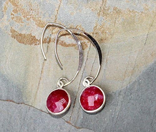 Ruby Earrings, Natural Stone Earrings, Sterling Silver Earrings, Red Earrings, Raspberry Pink Earrings