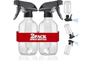 AMORIX Plastic Spray Bottles 2 Pack 360° Water Spray Bottle for Cleaning 10 oz/300 ml Upside Down Spray Bottle Small Mister Squirt Bottle with Adjustable Nozzle for Hair, Cooking, Plant, Pet