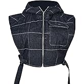 Novaorily Womens Causal Sleeveless Hooded Denim Vest Zipper Padded Vest Relax Fit Jean Vest Outwear Cropped Vest Jacket