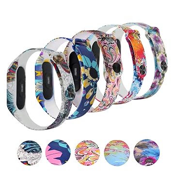 ASUN 5 Stücke Blumenmuster Ersatzband Handgelenk Bügel, Ersatz Wristband Handschlaufe für Xiaomi Mi 2 Millet intelligentes Ar