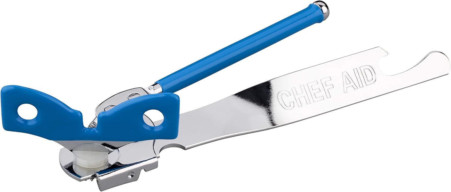 Chef Aid Traditional Design Can Opener with Butterfly Twist and intergrated Bottle Opener on Handle, Everyday Basic with Retro Style - Image 3