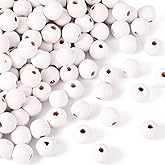 Craftdady 100Pcs White Round Wood Beads 16mm Natural Wooden Ball Spacer Loose Beads for Jewelry Making