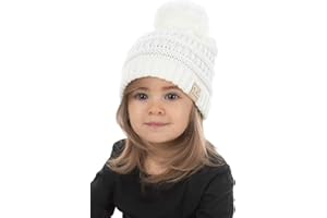 Funky Junque Exclusives Beanie Child Toddler Warm Winter Kids Skull Cap Pom Pom Hat