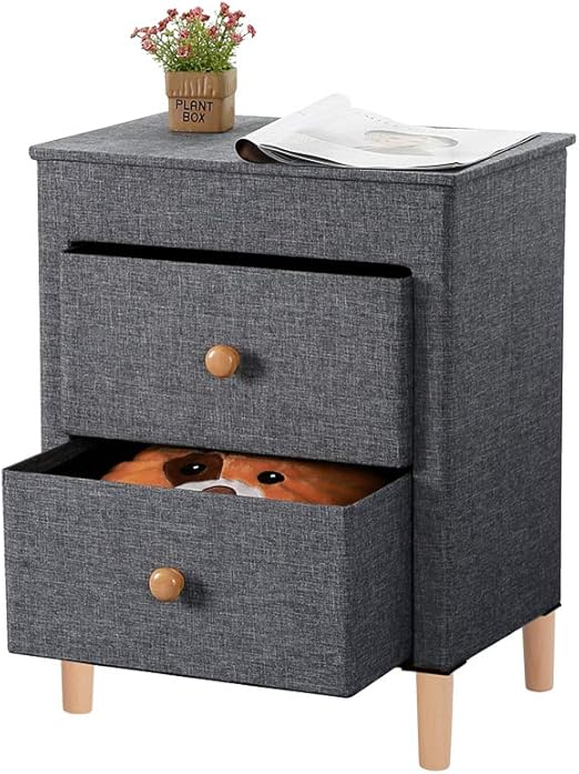 Kamiler 2 Drawer Dresser Nightstand Beside Table End Table Storage Organizer Tower Unit For Bedroom Hallway Entryway Closets Removable Fabric Bins No Tool Required To Assemble Amazon Ca Home Kitchen