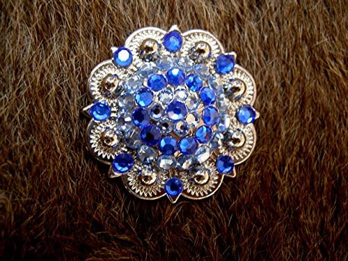 TackRus 4 Conchos Rhinestone Horse Saddle Western Berry Blue CO46