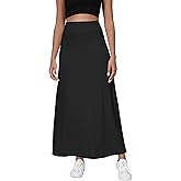 EXCHIC Women's High Waisted A-Line Maxi Skirt Elastic Waist Flowy Long Skirts for Women