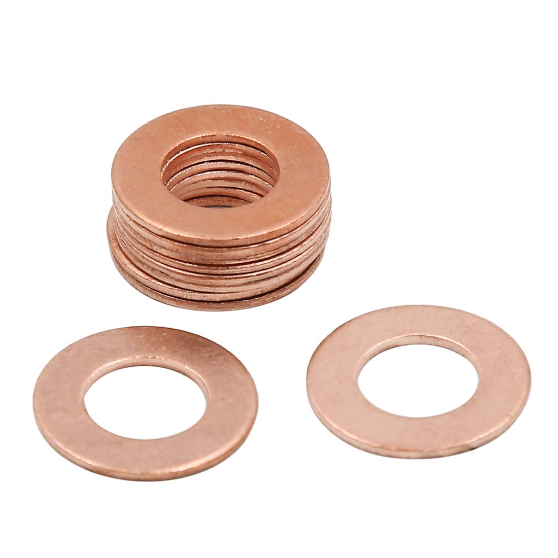 X AUTOHAUX 10 Pcs 10mm Inner Dia Copper Washers Flat Sealing Gaskets Rings — image 1