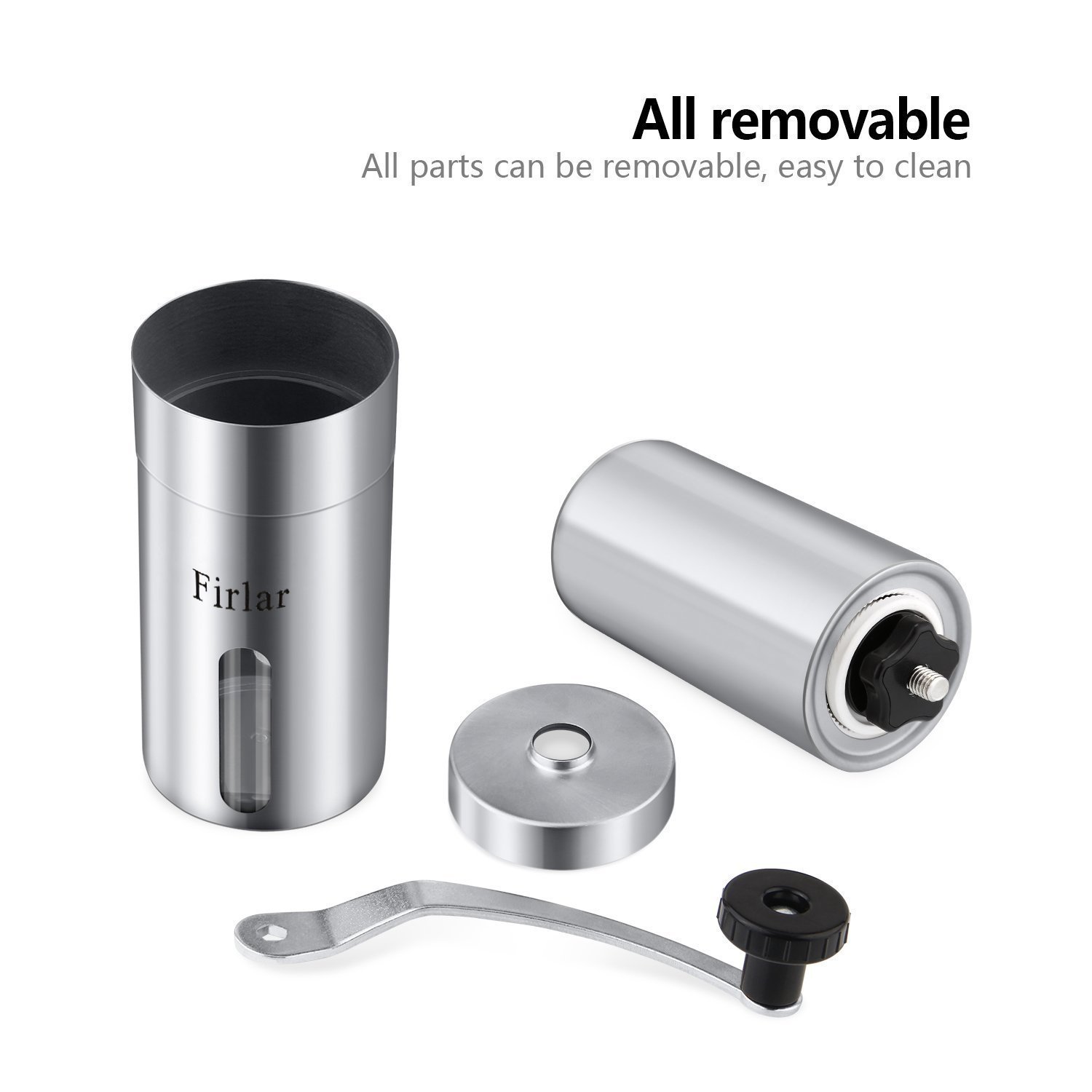 Firlar Premium Manual Coffee Grinder Adjustable Coffee Grinder Burr, Stainless Steel Burr Mill Grinder with Brush