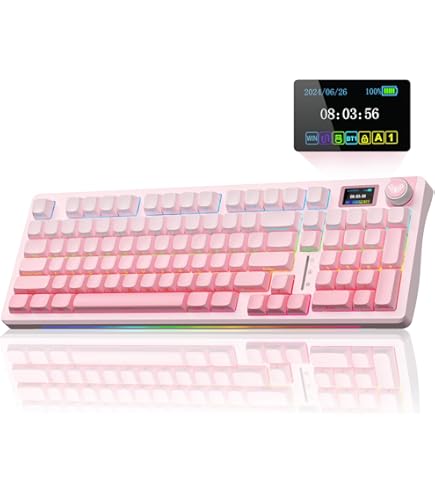 Amazon.com: ZORNHER ZH980 Mechanical Keyboard Wireless,95% Pink