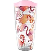 Tervis Flamingo Splash Made in USA Double Walled Insulated Tumbler Travel Cup Keeps Drinks Cold & Hot, 24oz, Classic