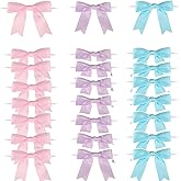 48pcs 2.49inch Pastel Rainbow Satin Ribbon Bows with Twist Tie Pretied Premade Colored Craft Bows Ribbon Gift Bows for Gift Wrapping Basket Wedding Christmas Baby Shower Brithday Party