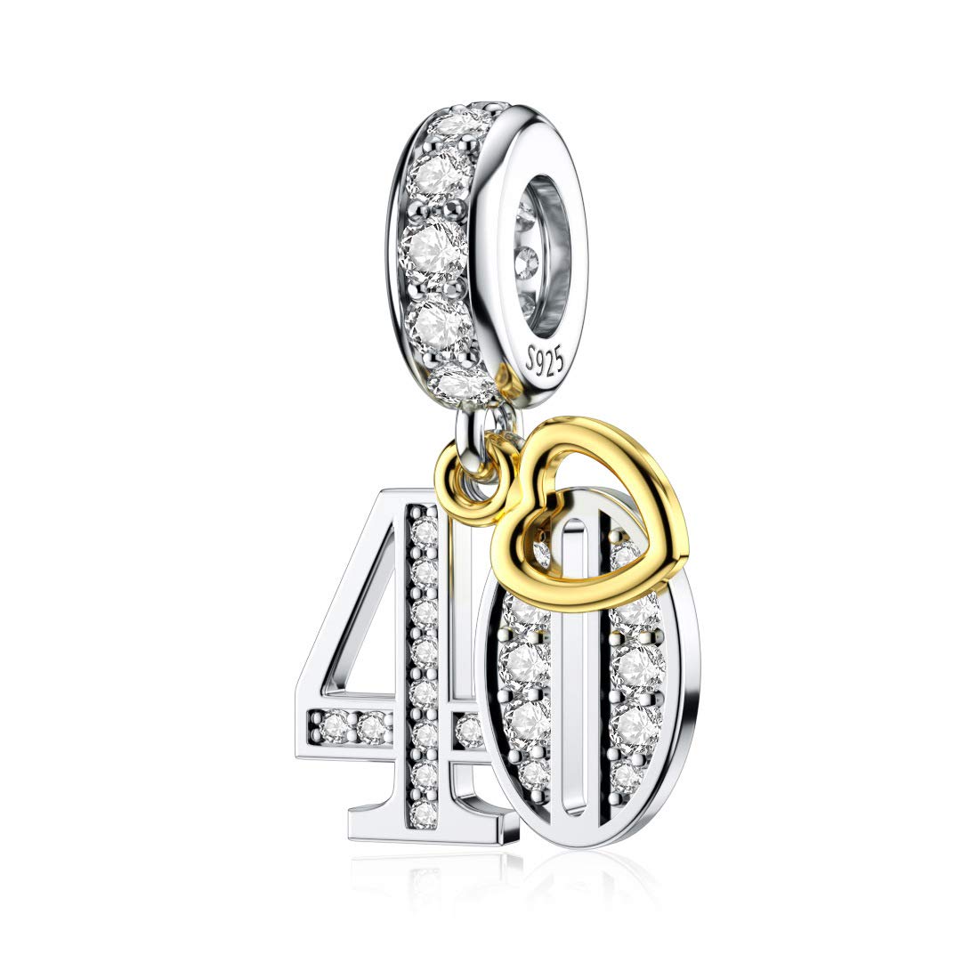 40th Birthday Charm for Pandora Charm Silver 40th for Mom Wife Anniversary Jewelry