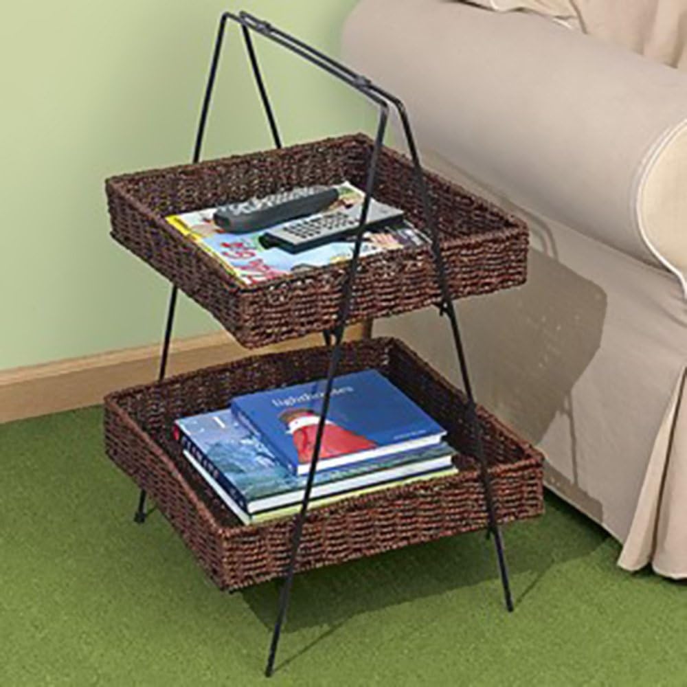 2 TIER SEAGRASS BASKET LADDER STAND