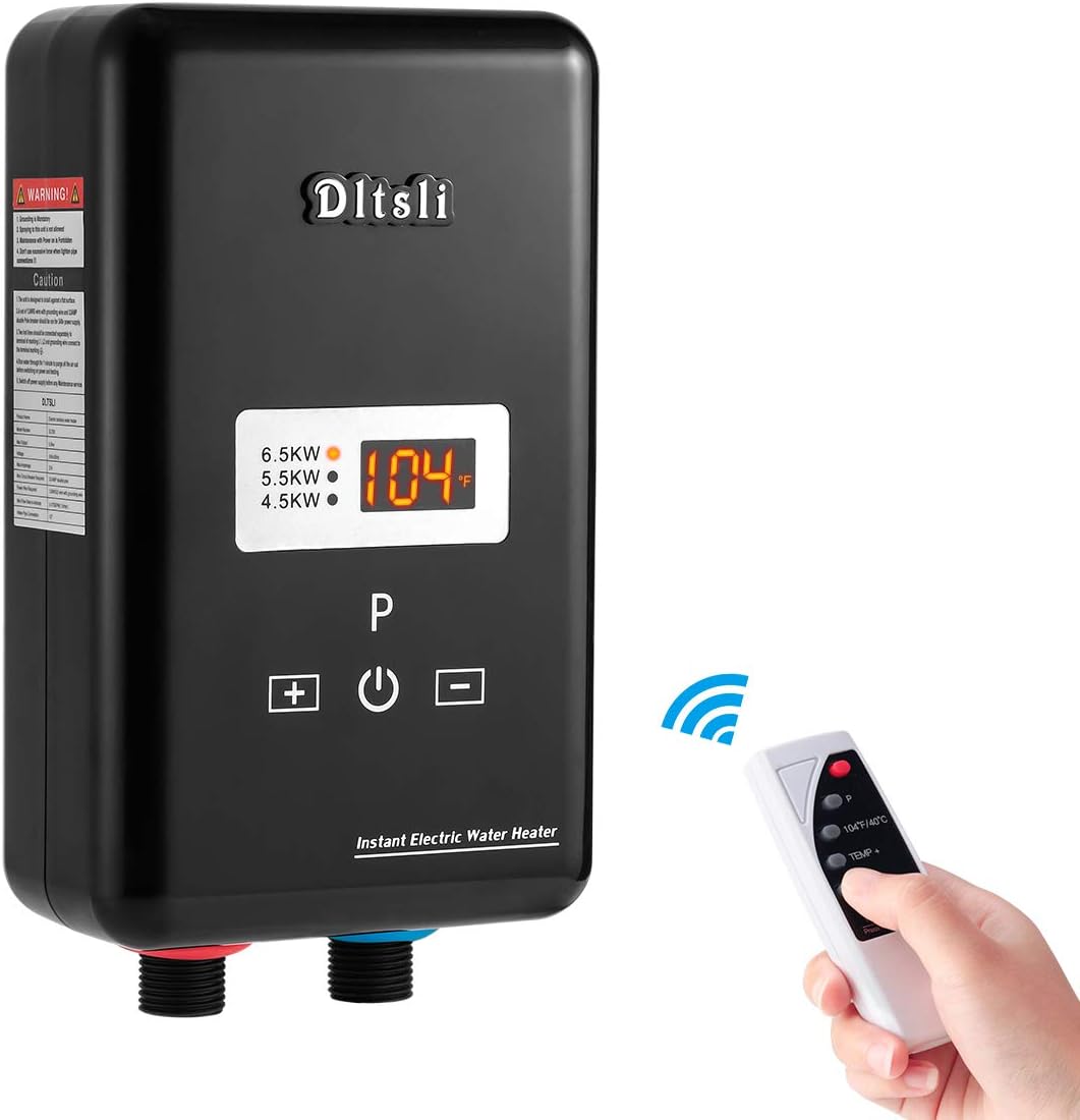 Tankless Instant Electric Water Heater Hot Water Heating 240v 6 5kw With Remote Control Digital Display For Kitchen Bathroom Rv Camping Amazon Com