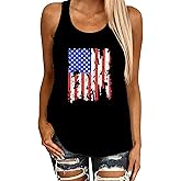 KNEYATTA American Flag Tank Tops 4th of July Women Patriotic Sleeveless Shirt Summer Casual Racerback T-Shirt