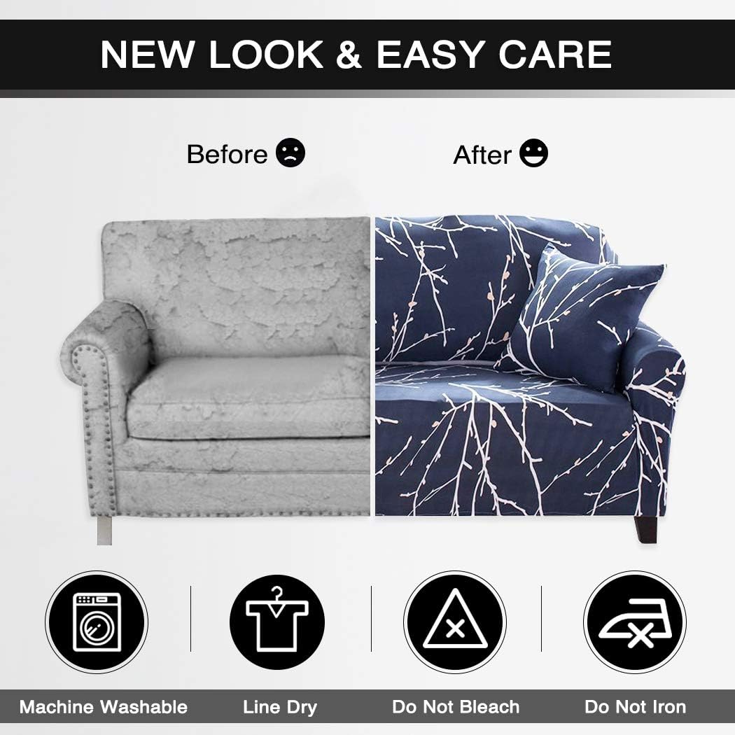 Lamberia Printed Sofa Cover Stretch Couch Cover Sofa Slipcovers for 4 Cushion Couch with Two Free Pillow Case (Tree Branch, Sofa 4 Seater): Home & Kitchen