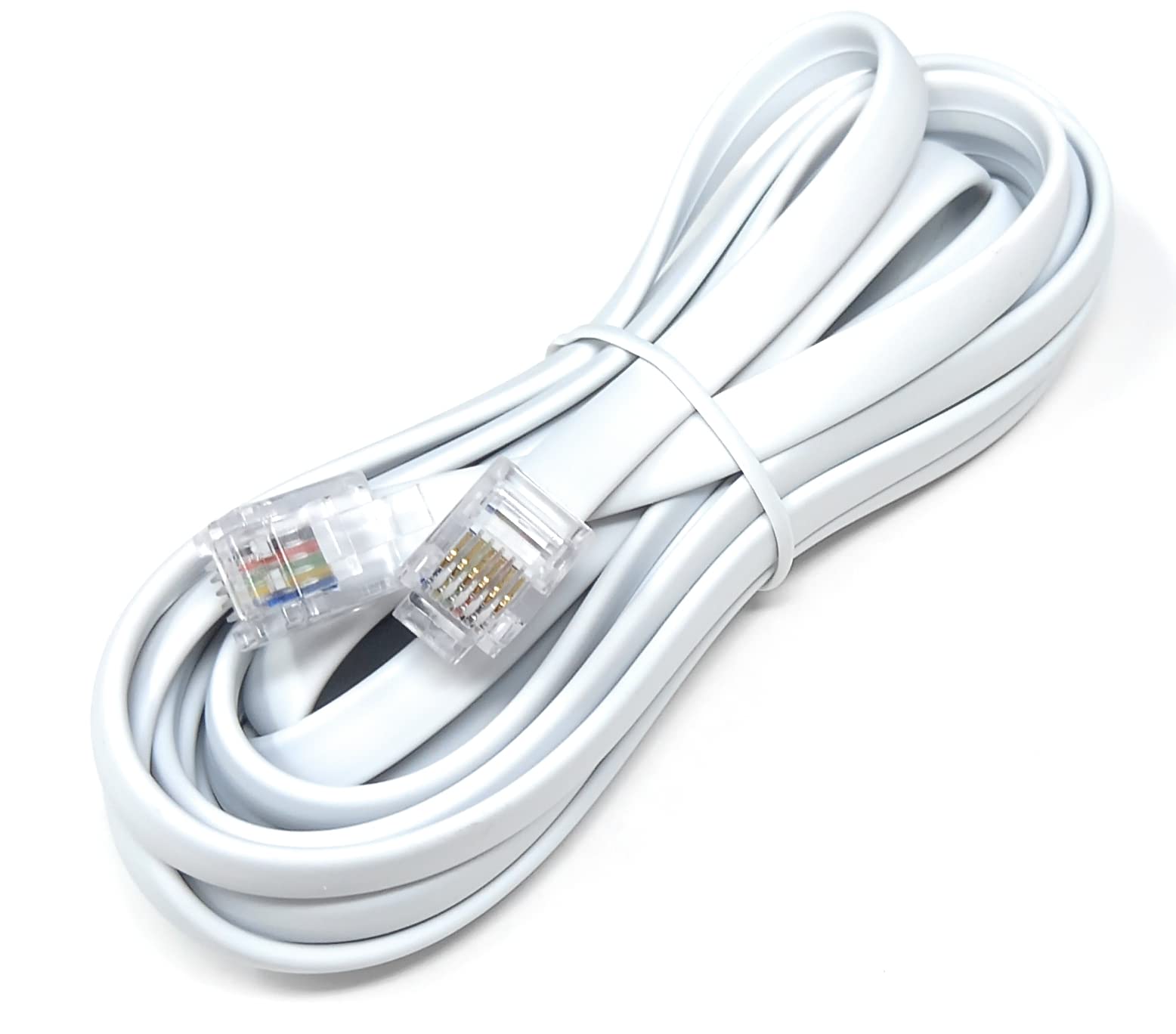 DRUT 3m FLAT RJ12 to RJ12 6P6C Cable Lead Plug to Plug RJ11 with 6 pin Wire 10ft White