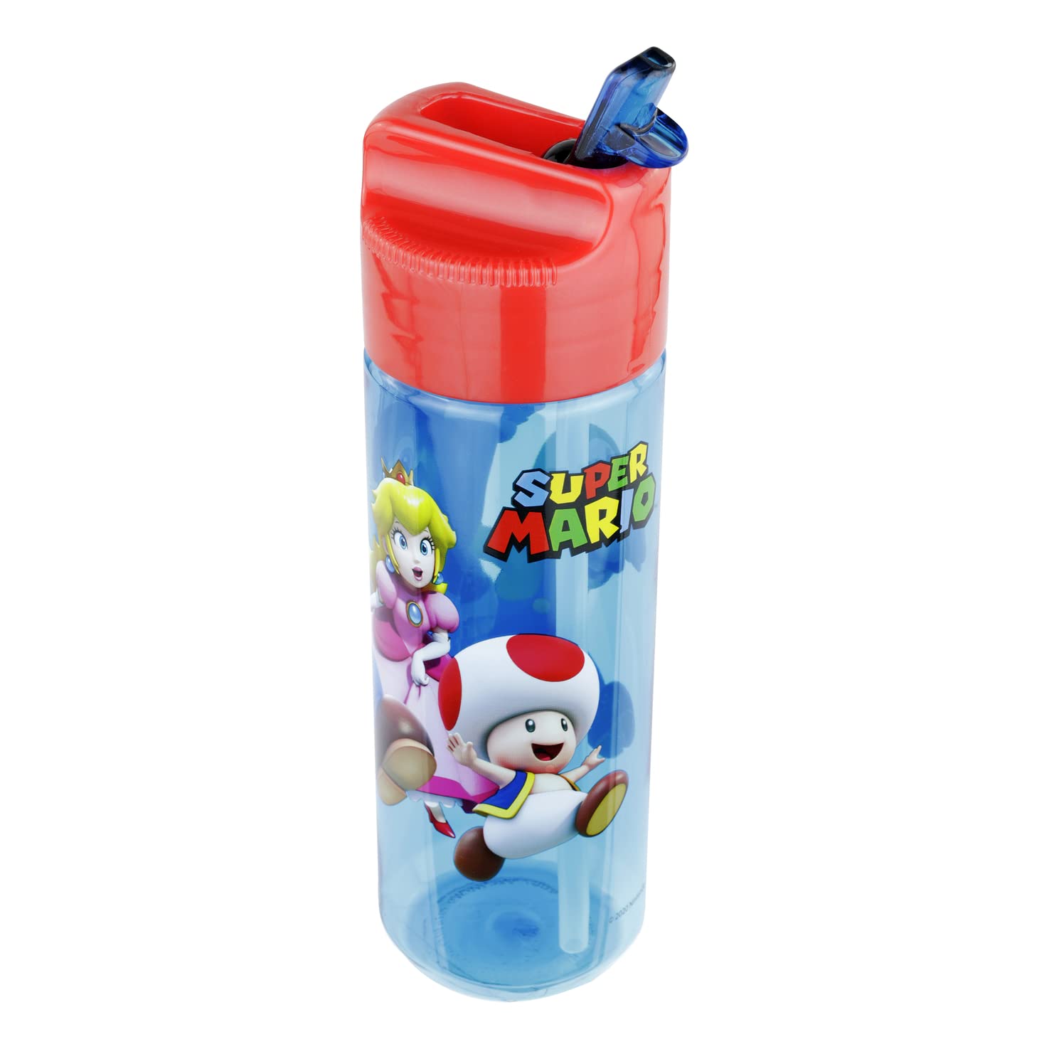 OSP p:os 33165 Water Bottle with Super Mario Motif, Plastic, BPA and Phthalate Capacity Approx. 540 ml, Ideal for Travel, Nursery and Sports, for Boys and Girls, Multicoloured