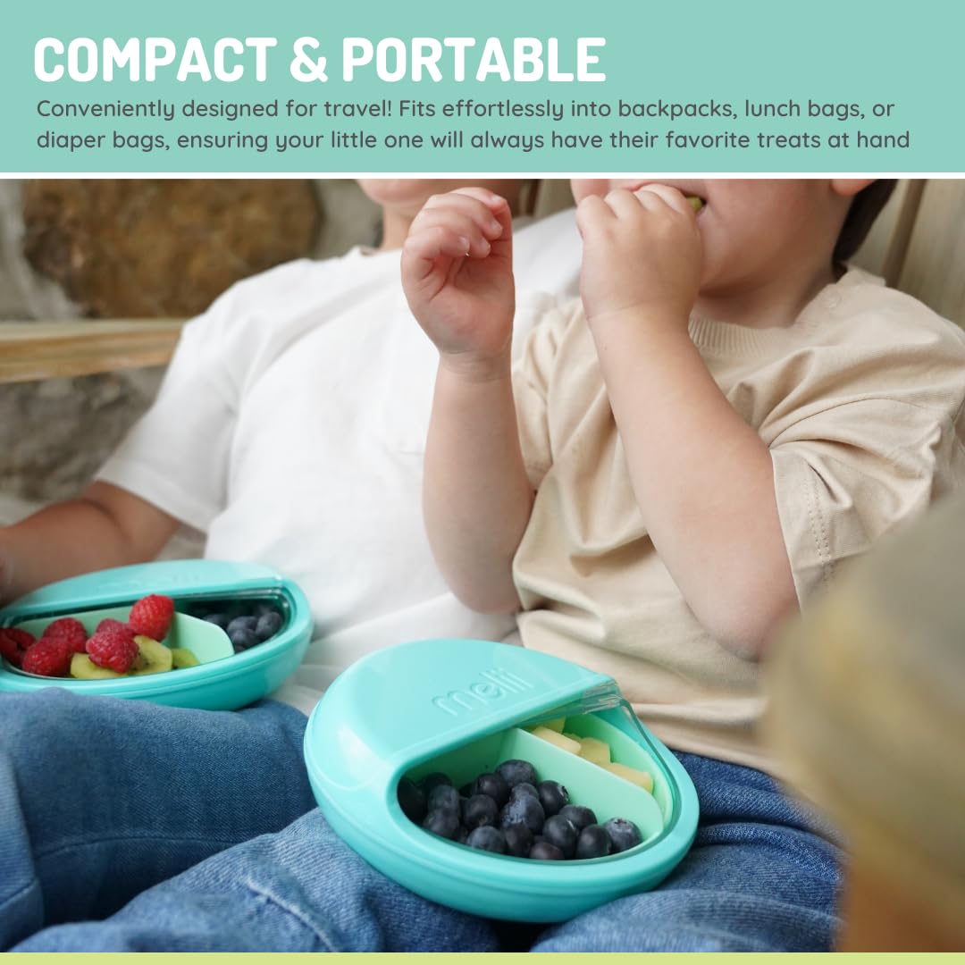 melii Spin Snack Container - BPA-Free, Dishwasher Safe Snack Container for On-the-Go Travel, Healthy Snacking, Eco-Friendly, Lead-Free, PVC-Free - Perfect for Kids and Adults - Blue
