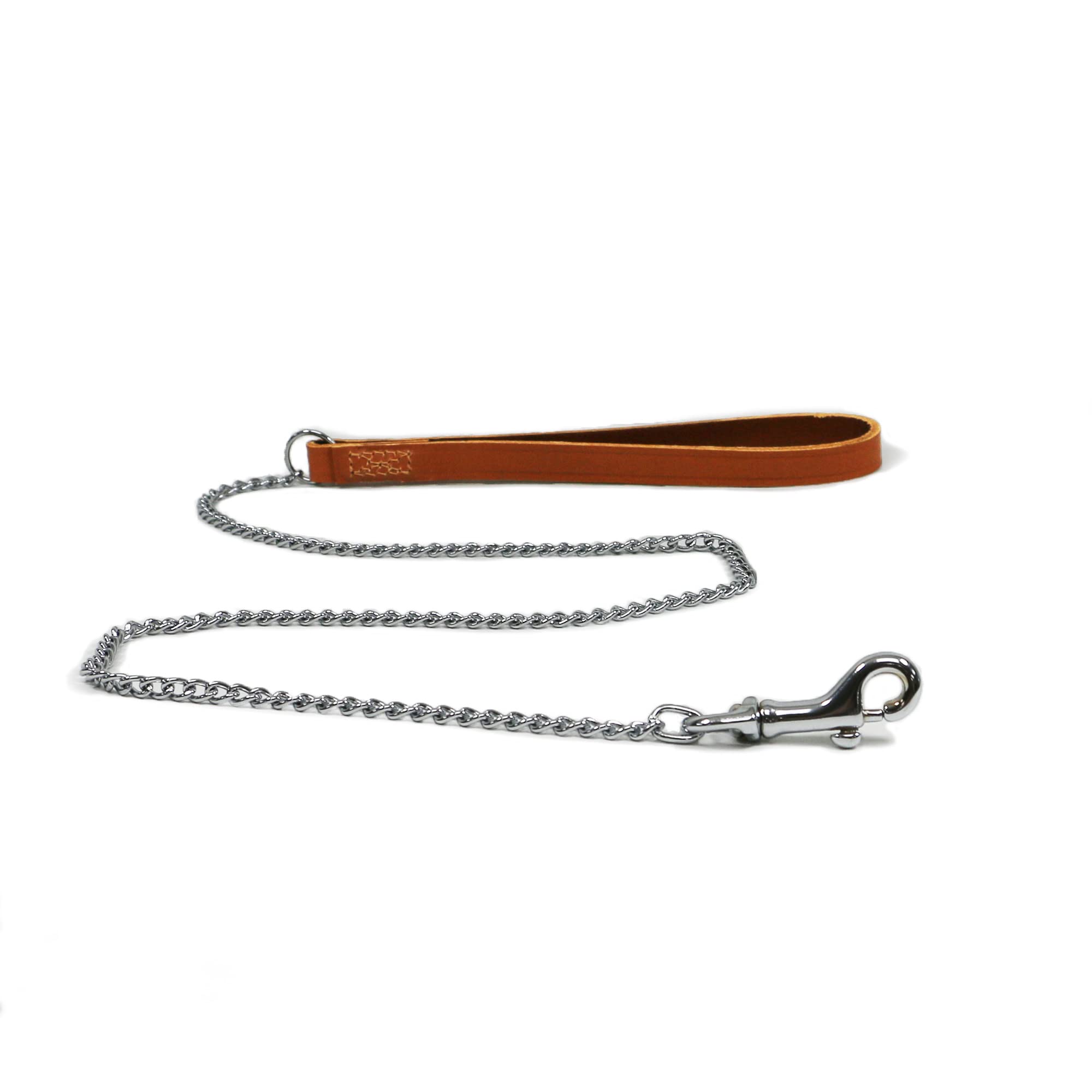 Ancol Heritage Extra Heavy Chain Lead W/leather Handle Tan 50cm Sz 7-9