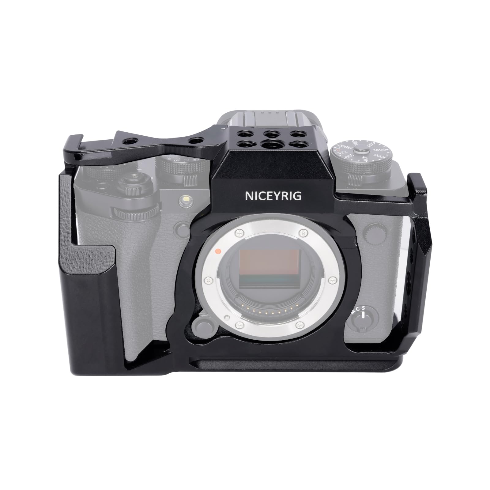 NICEYRIG X-T5 Camera Cage for Fujifilm X-T5, Camera Cage with Arca Type QR Plate, Cold Shoe, NATO Rail, Arri 3/8 Holes, 1/4 Threaded Holes, Compatible with NICEYRIG Handle 450/452/536/263/268-557