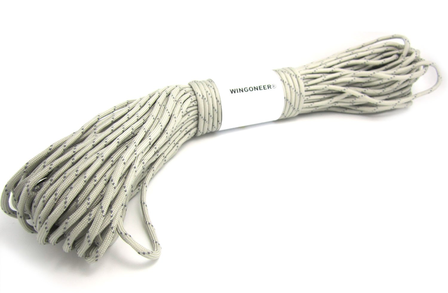 WINGONEER® Grey Reflective 550 Paracord Mil Spec Type III 7 strand parachute cord 100 feet