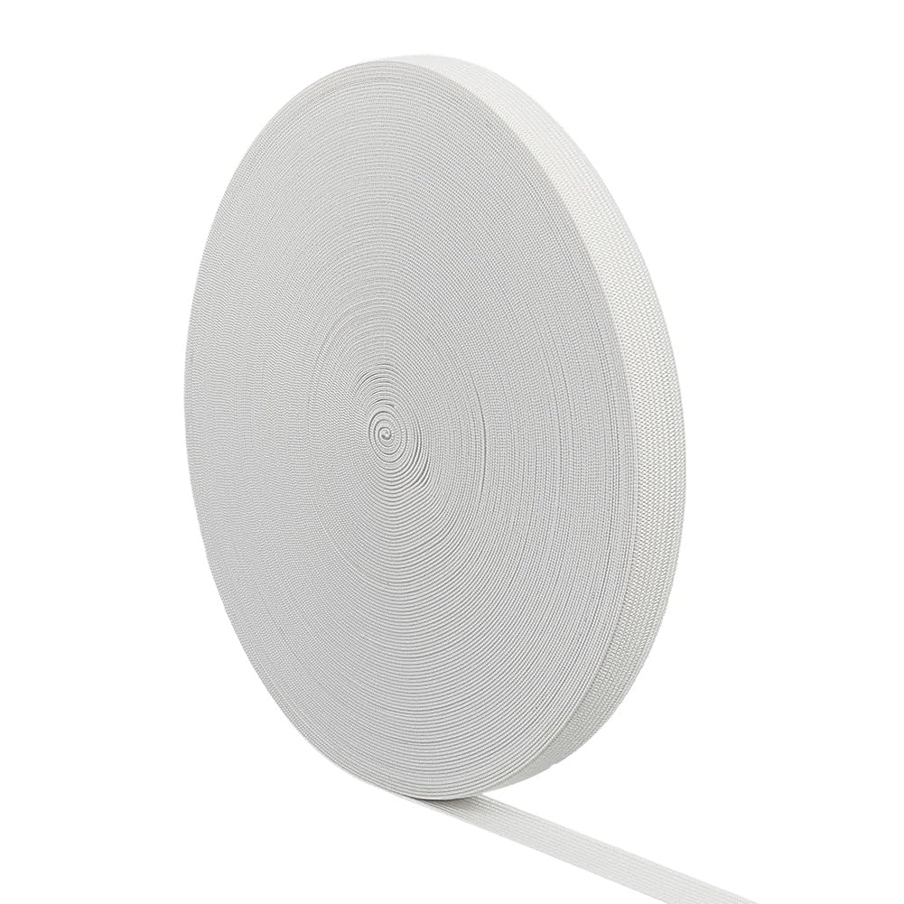 BENECREAT 33 Yards/30 Meters 15mm Wide Knit Elastic Band Flat Stretch Elastic Band for DIY Sewing Project Waist Band Making, White