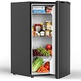 COWSAR 3.1 Cu.ft Mini Dorm Fridge for Bedroom Apartment Office, Black | Reversible Single Door, Adjustable Thermostat, Energy Saving, Remove Glass Shelves, Compact Small Fridge for College Dorm