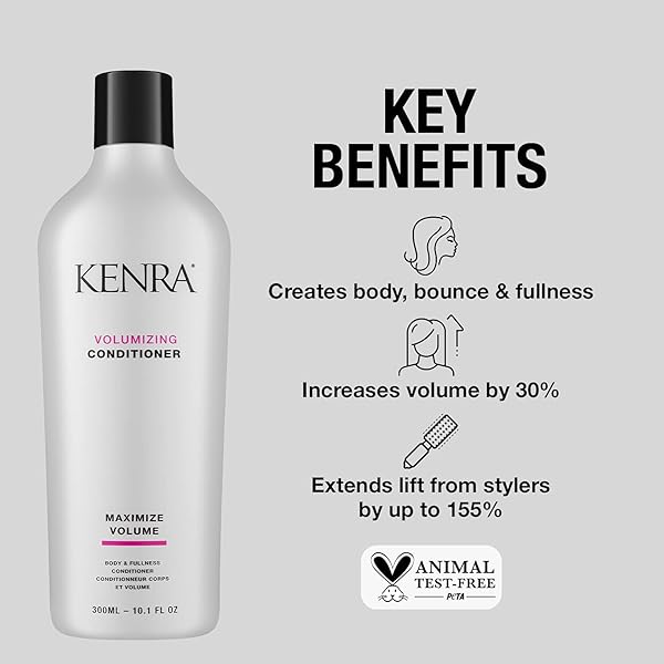 KENRA VOLUMIZING CONDITIONER | MAXIMIZE VOLUME | CREATES BODY, BOUNCE & FULLNESS | EXTENDS LIFT FROM STYLERS BY UP TO 155% | FINE TO MEDIUM HAIR | 10.1 FL. OZ