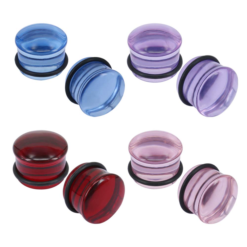 ZeSen Jewelry 4 Pairs 4g 1.5cm Glass Ear Stretcher Taper, Glass