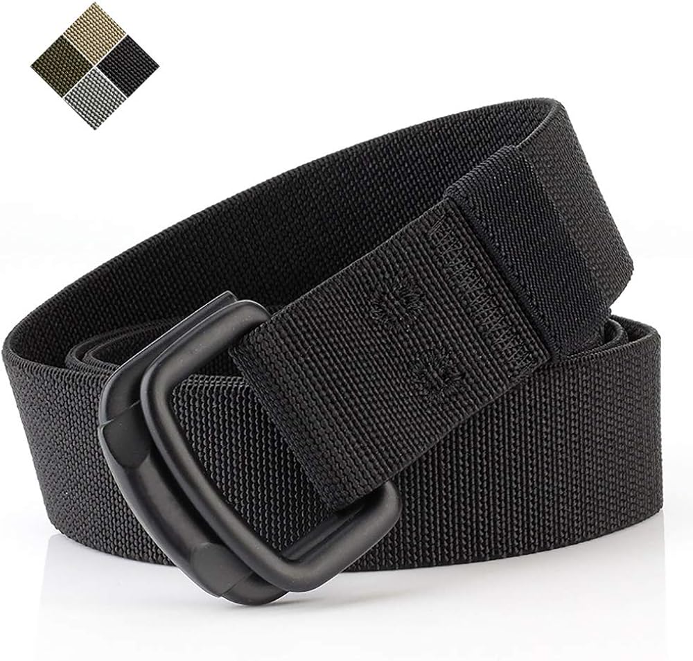 TENINE Cinturón Elástico, Cinturones Para Hombre Mujeres Cinturón Táctico Cinta Cinturones de Lona Estilo Militar D Anillo Hebilla 1.5” Invisible Ajuastable Correa de Cintura