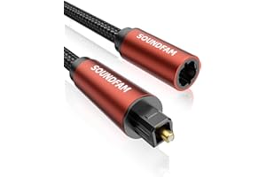 SOUNDFAM Optical Extension Cable 6 Feet, Optical Audio Cable Male to Female Coupler, Digital Toslink Extension Adapter Cable 