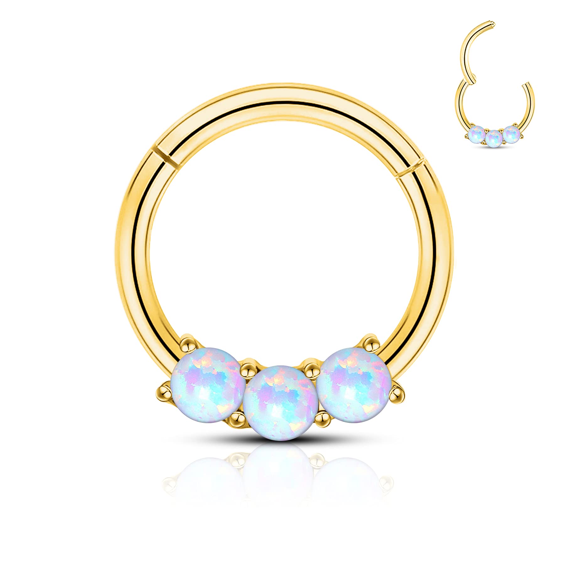 CM Crareesi Mania OPAL Daith Piercing Jewelry Gold 16G Helix Earrings Cute Cartilage Earring Hoop 8mm Stainless Steel Septum Piercing Rings