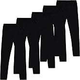 Pink Angel Toddler and Big Girls Leggings, Black Cotton Spandex Stretch Pants - Kids Dance Clothing, Yoga and Ballet Tights, 5-Pack