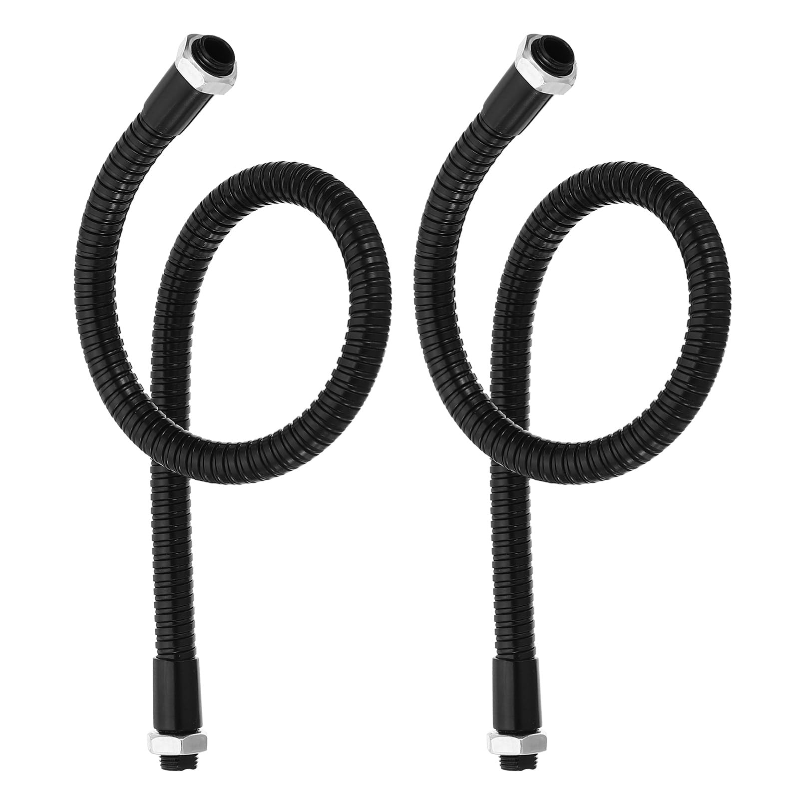 PATIKIL 15.7" Gooseneck Hose, 2 Pcs M10 Fine Thread Bendable Metal Hose Flexible Arm Soft Tube Extension for Lamp, DIY Equipment, Black — image 1
